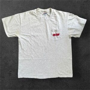 Hanes T Shirt Mens Large Light Gray Hot Rod Magazine Graphic   Pocket Tee